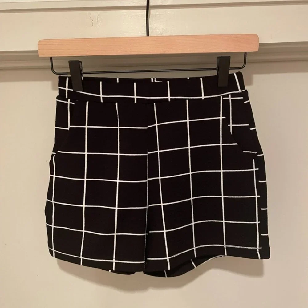 SHEIN Windowpane High Waisted Shorts size XS